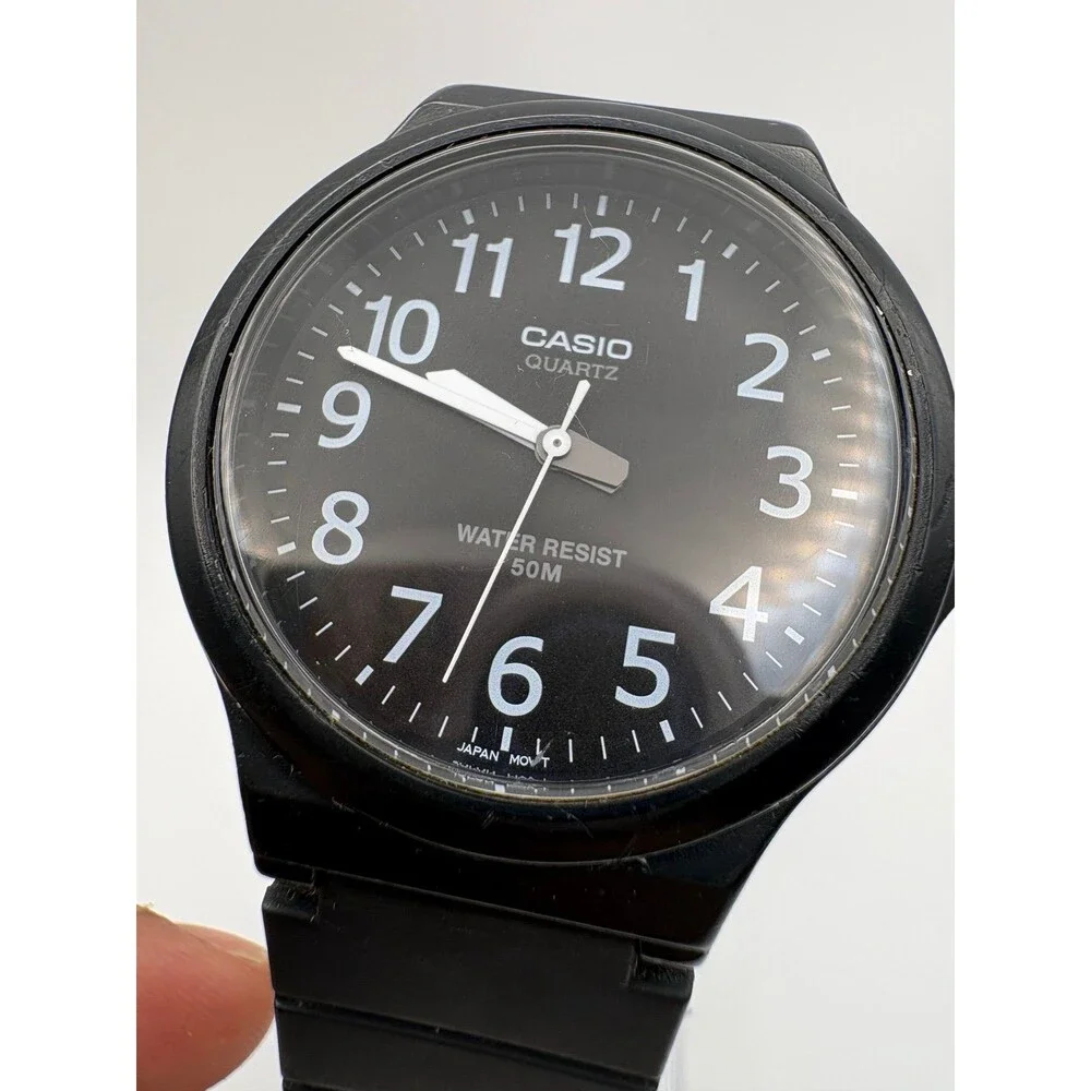 Casio MW-240 Men's Quartz Watch Black Dial White Arabic Numerals 50M Resin Strap